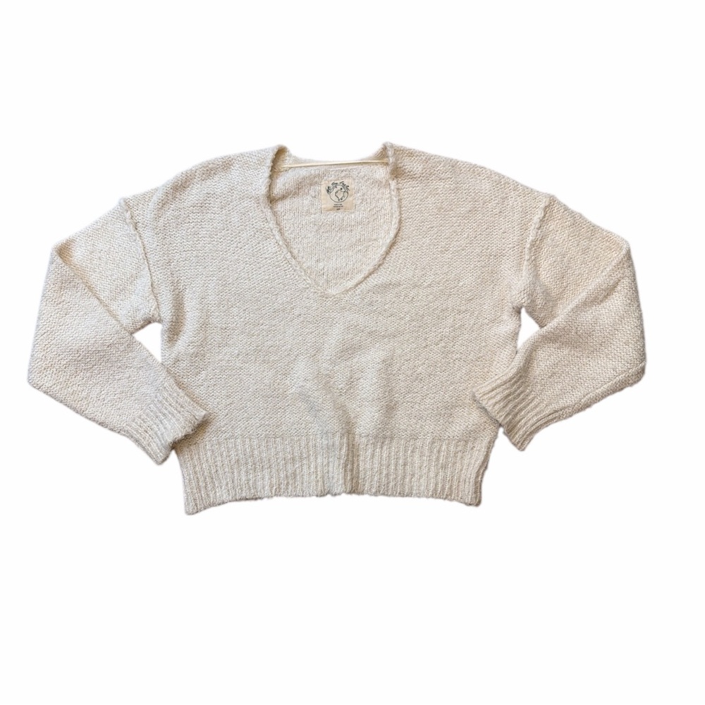 We The Free V Neck Cream Sweater